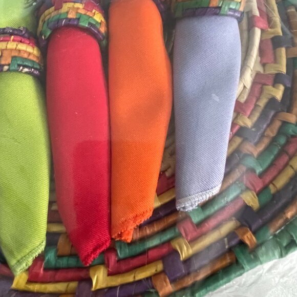 Cloth Napkin Set 6, Woven Chargers, Cloth Napkins, Napkin Rings Brand New NWT - Picture 6 of 6